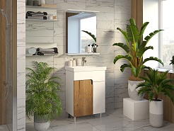 Misty Тумба с раковиной Примула 50 дуб вотан/белая – фотография-2